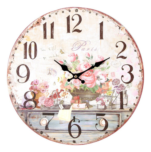 Lily's Home Reloj De Pared De Cocina Con Flores Rosas France