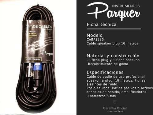 Imagen 2 de 9 de Cable Plug A Speakon Parquer Profesional 10 Metros Cuota