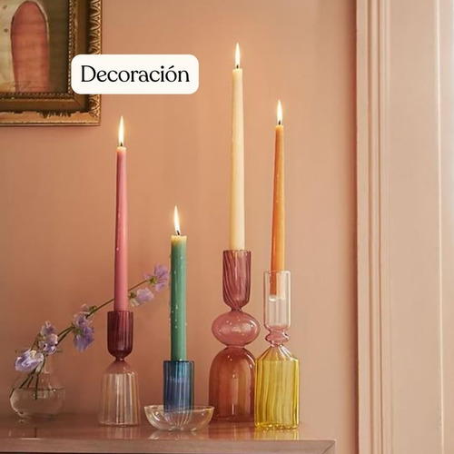 Set 4 Velas Largas Cónicas De Candil Cenas Bodas Deco 25cm Negro Cónica Ng50 Sin Aroma