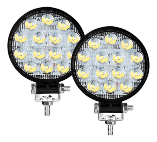 2 Farol Milha 14 Led 42w 12v/24v Redondo Off Road Universal