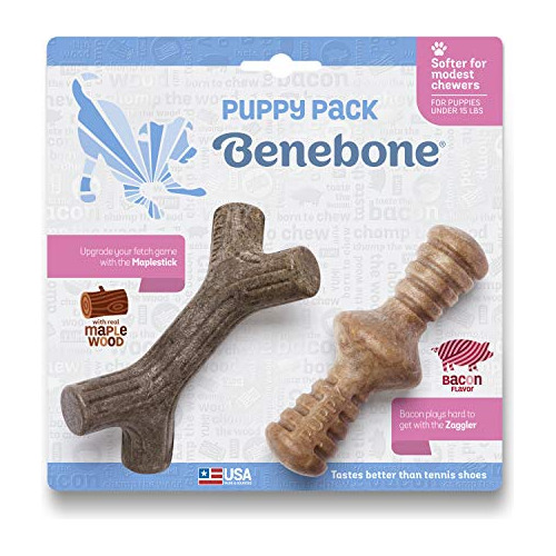 Benebone Puppy 2-pack Maplestick/zaggler Dog Chew Toys, Made