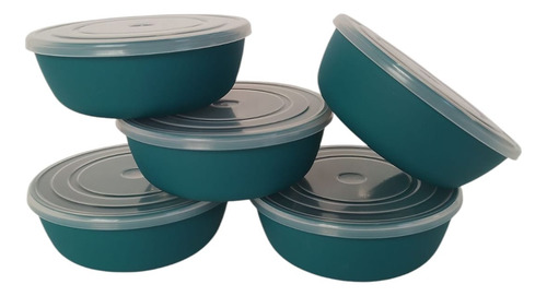 Bowl Compotera Con Tapa X10 Apilables Apto Freezer Y Microo Verde Oscuro