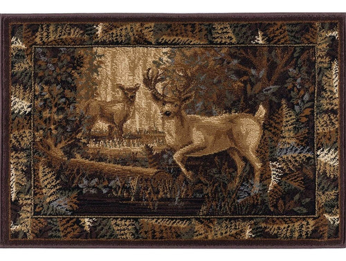 Fern Deer Novedad Lodge Patrón Beige Scatter Mat Alfom...