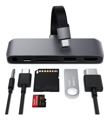 Satechi Adaptador Usb-c Mobile Pro Sd Aluminio Carga Pd Hdmi