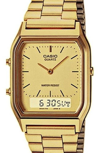 Relógio Casio Unissex Vintage Aq-230ga 9dmq Dourado Quadrad