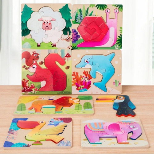 Rompecabezas 3d Pack De 6 Puzzle De Madera Para Niños