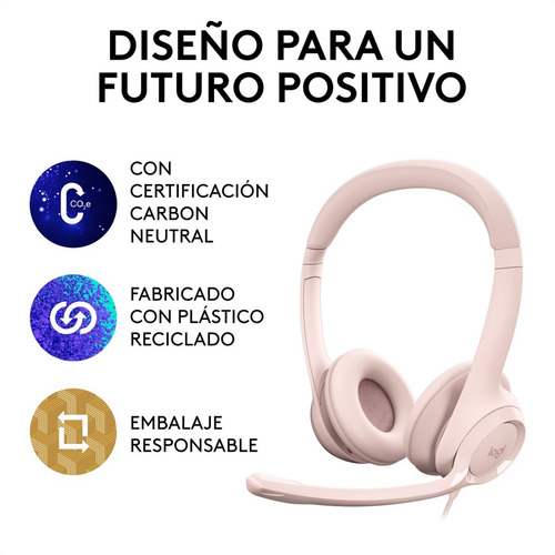 Imagen 9 de 10 de Diadema Usb Logitech H390, Mic Sin Ruido Y Controles, Rosado