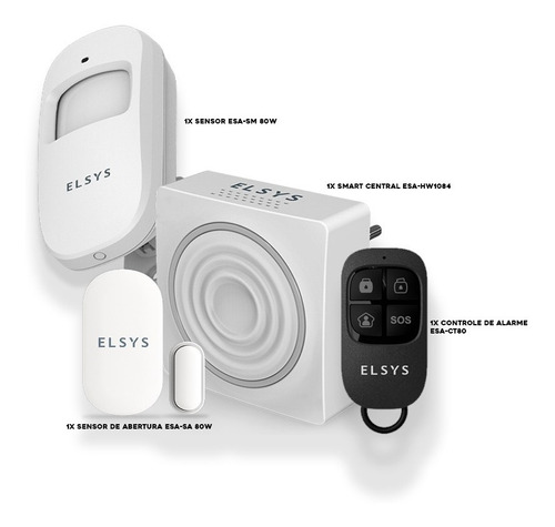 Imagem 1 de 5 de Kit Alarme Elsys C/ 1 Sensor Esa-sm80w