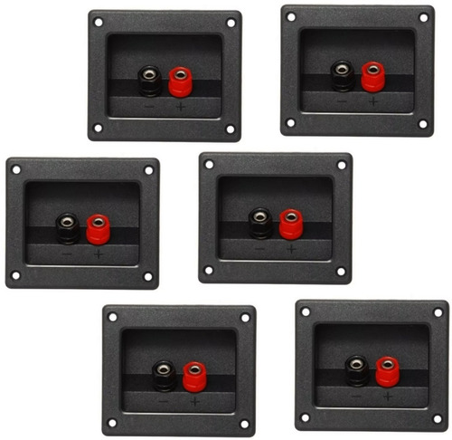 6 Conector Terminal Rectangular Para Bocinas 2 Bornes