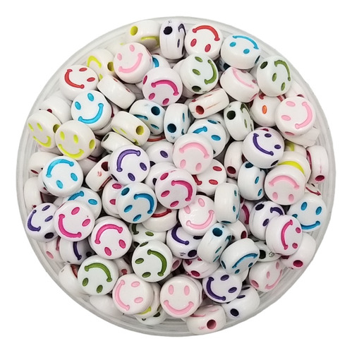 50u Cuentas Redondas Blanca Carita Smiley Emoji Surtido 1 Cm