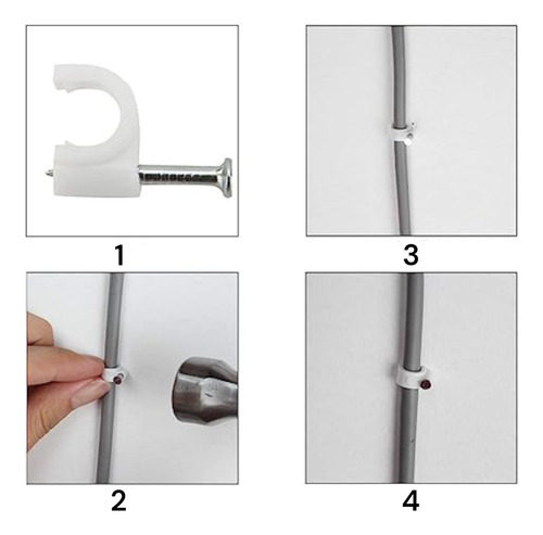 Grapas Plastico Curva Para Cable 6mm Bolsas 100 Pzs