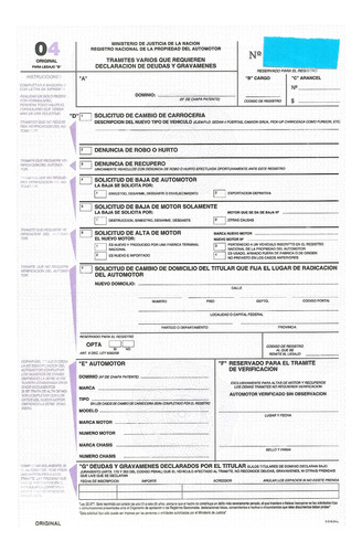 Formulario 04 Automotor. Efectivo 20% De Descuento