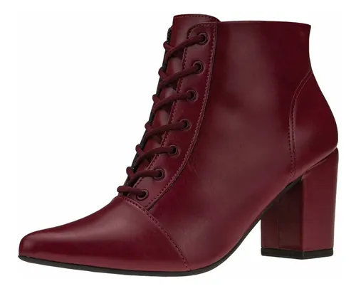 Bota Feminina Coturno Bico Fino Cano Curto Salto Confort vel