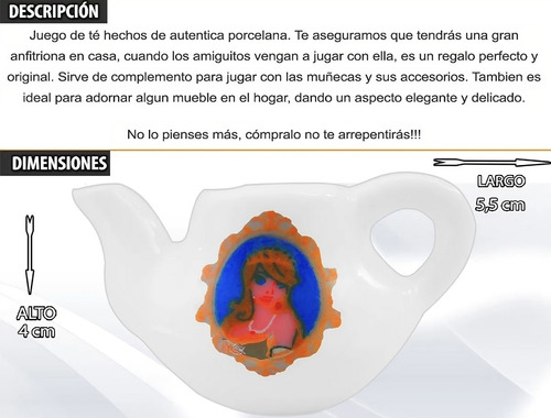 Imagen 3 de 8 de Remate Juego De Te 7pz Porcelana Niña Tetera Plato Diversion