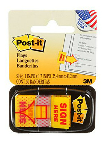 Post-it Mensaje Banderas De Value Pack,  Firme Aquí , Amaril