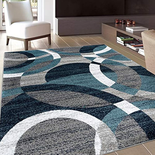 Alfombra Decorativa Moderna Con Diseño De Círculos Abstracto