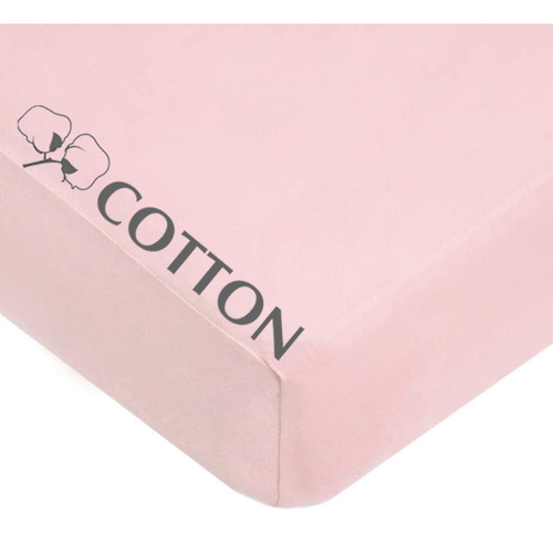Sábana Bajera Ajustable Rosa Bebé 100% Algodón Para Cuna