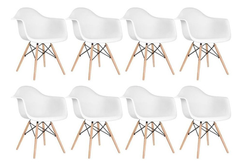 8 Cadeiras  Eames Wood Daw  Com Braços Cozinha Cores Estrutura Da Cadeira Branco