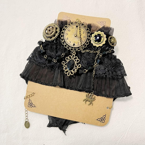 Aabellay Collar Gótico De Encaje Negro Steampunk Gargantilla