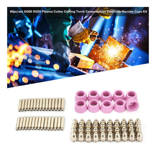 Boquillas De Electrodos 80pc/set Ag60 Sg55 Plasma Cutter Cut