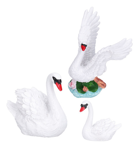 Figura De Cisne, 3 Piezas De Adornos De Resina Decorativos D