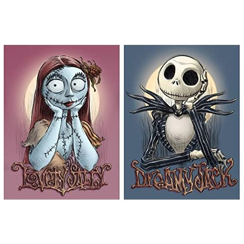 2 Packs 5d Diy Halloween Jack And Sally Diamond Paintin...