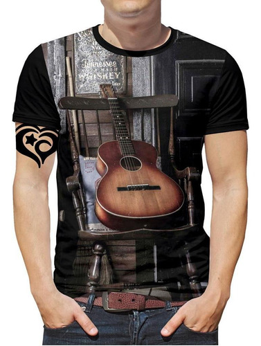 Camiseta Violão Plus Size Masculina Guitarra Musica Est3