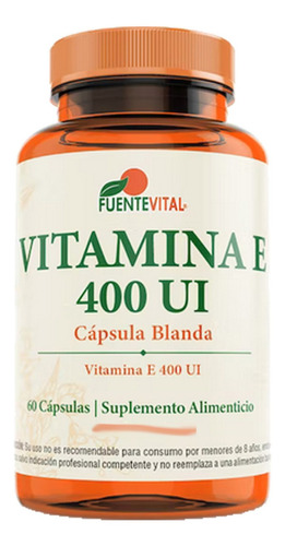 Vitamina E 400 Ui  60 Softgels Fuente Vital 100%  Natural