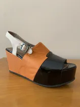 Comprar Zapatos Zueco Bottana Charol Y Cuero T37 No Paruolo No Prune Negro Y Naranja 37