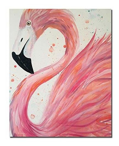 Hvest Flamingo Canvas Wall Art Pink Bird Enmarcado Pintura A