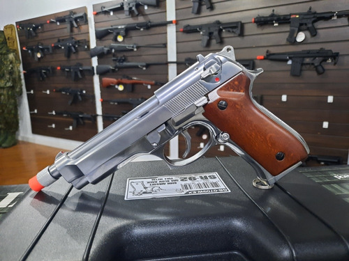 Airsoft Pistola Src M92 Beretta Cromada Platinum Series Nova