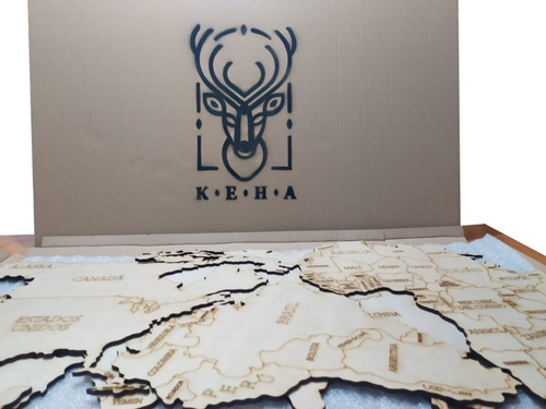 Imagen 6 de 7 de Mapa De Viajes Pared Decorativo Madera De 6mm | 1.80 M X 1 M