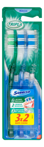 Escovas De Dentes Tripla 123 Suave Pacote com 3 Unidades Sorriso