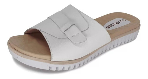 Chinelo Feminino Comfortflex Couro Branco 2245401