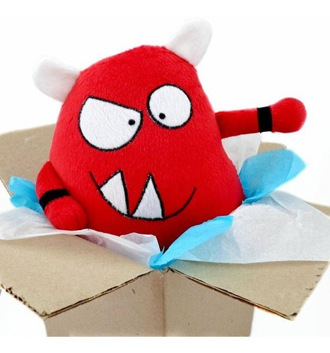 Monstruo Rojo Peluche Nombre Personalizado Aniversario Goth 