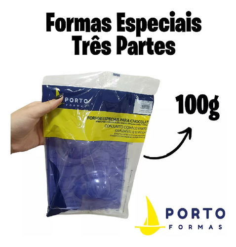Forma Para Ovo De Páscoa Liso 100g 3 Partes Com Silicone