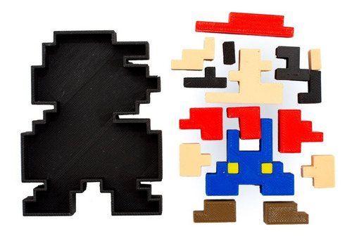 Imagen 6 de 10 de Super Mario Pixel (puzzle) Figura Impresa En 3d Excelente