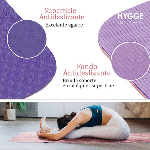 Imagen 3 de 10 de Mat Yoga Colchoneta Bicolor Guía Posiciones Tpe 6mm + Funda