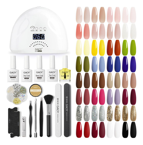 Gaoy Kit De Esmalte De Unas De Gel Con Luz Uv, 32 Colores Ge