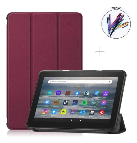 Capa Smartcover Para Tablet Amazon Fire Hd 7 2022 + Caneta