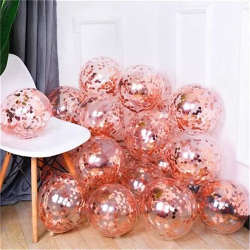 Set De Globos Rosa Oro X 20 C/confetis - Decoración - Fiesta