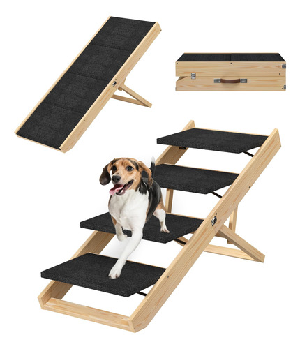 Pupihom Escaleras De Madera Para Perros De 4 Niveles, Escalo