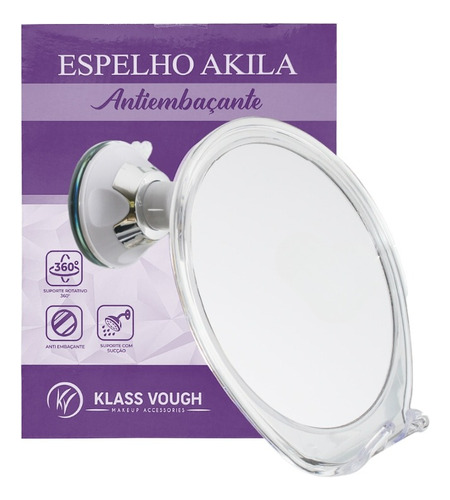 Espelho Aumento Zoom 1x Anti Embaçante Banheiro C/ Ventosa Moldura Branco