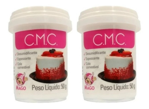 2 X C.m.c Para Pasta Americana 50g Cola Comestível + Video