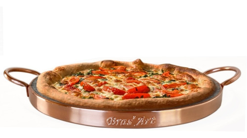 Forma Para Pizza De Pedra Sabão 37 Cm De Diâmetro + Brinde
