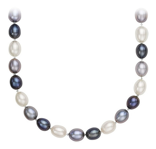 Collar De Perlas Naturales En Multicolor Gris 8-9 Mm Aaa