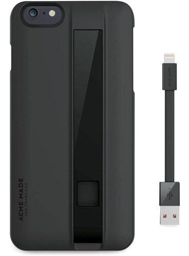 Funda Celular Acme Made Con Cable Carga Para iPhone 6 Plus Color Negro Liso
