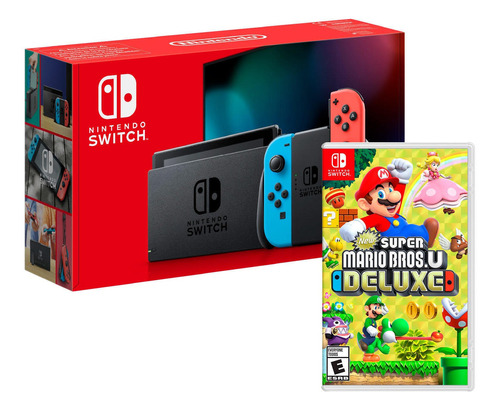 Consola Nintendo Switch 2019 + Super Mario Bros U Deluxe 