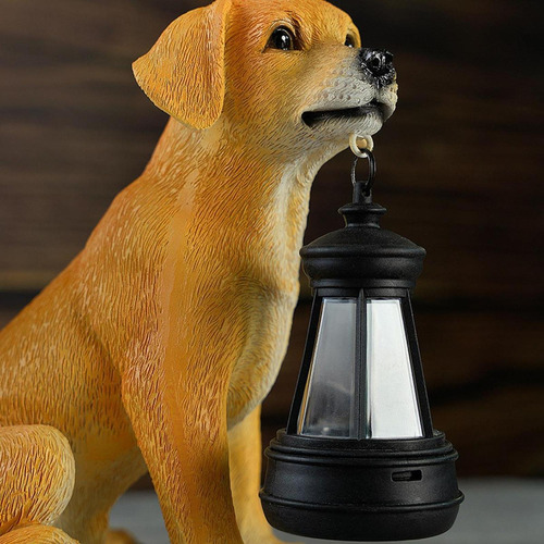 Estatua De Perro Para Jardín Al Aire Libre, Luz Solar Con