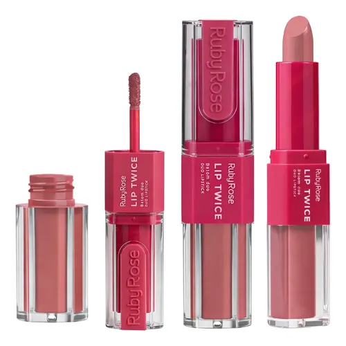 Batom Duo Lip Twice Alta Pigmentação - Ruby Rose | Parcelamento